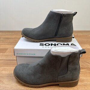 Sonoma Cilantro Ankle Boots in Gray Microfiber Women's Size 9 Zip Close NEW